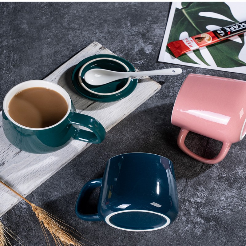 Tasse à café en céramique minimaliste nordique, tasse d'eau avec Logo personnalisé 400ml Tasse à café en céramique minimaliste nordique, tasse d'eau avec Logo personnalisé 400ml