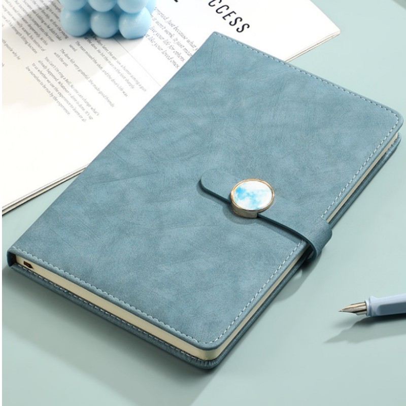 Carnet de notes à couverture rigide en cuir PU avec bouton en marbre