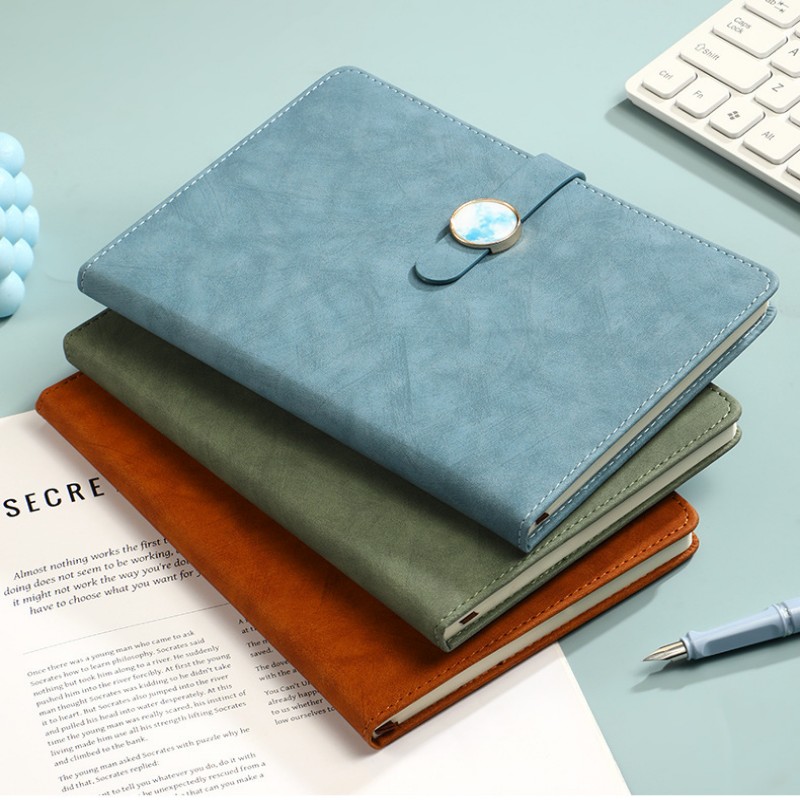 Carnet de notes à couverture rigide en cuir PU avec bouton en marbre Carnet de notes à couverture rigide en cuir PU avec bouton en marbre