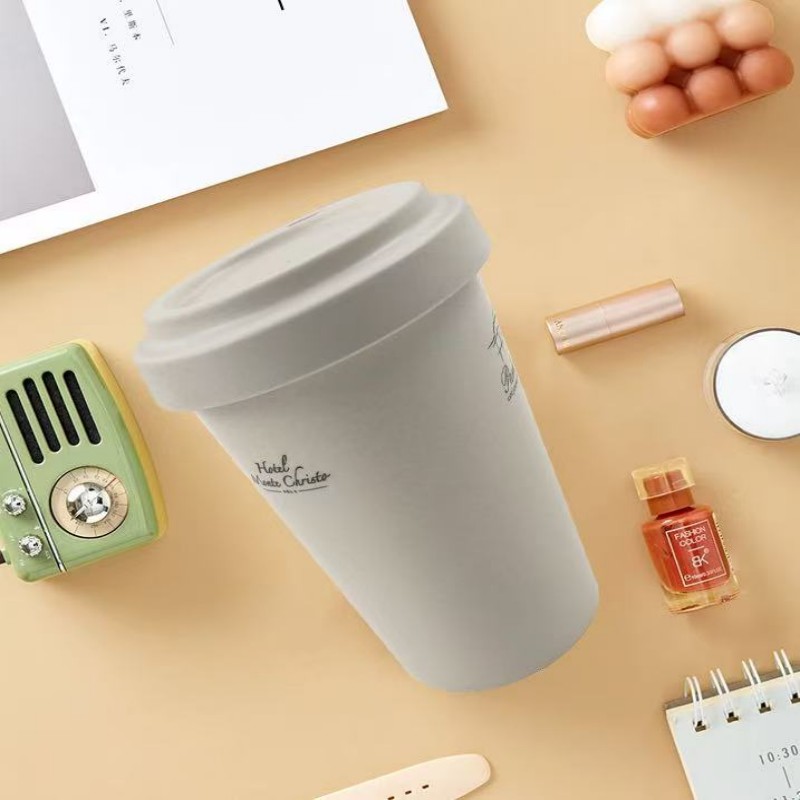 Tasse à café réutilisable en fibre de bambou avec couvercle en poudre de bambou