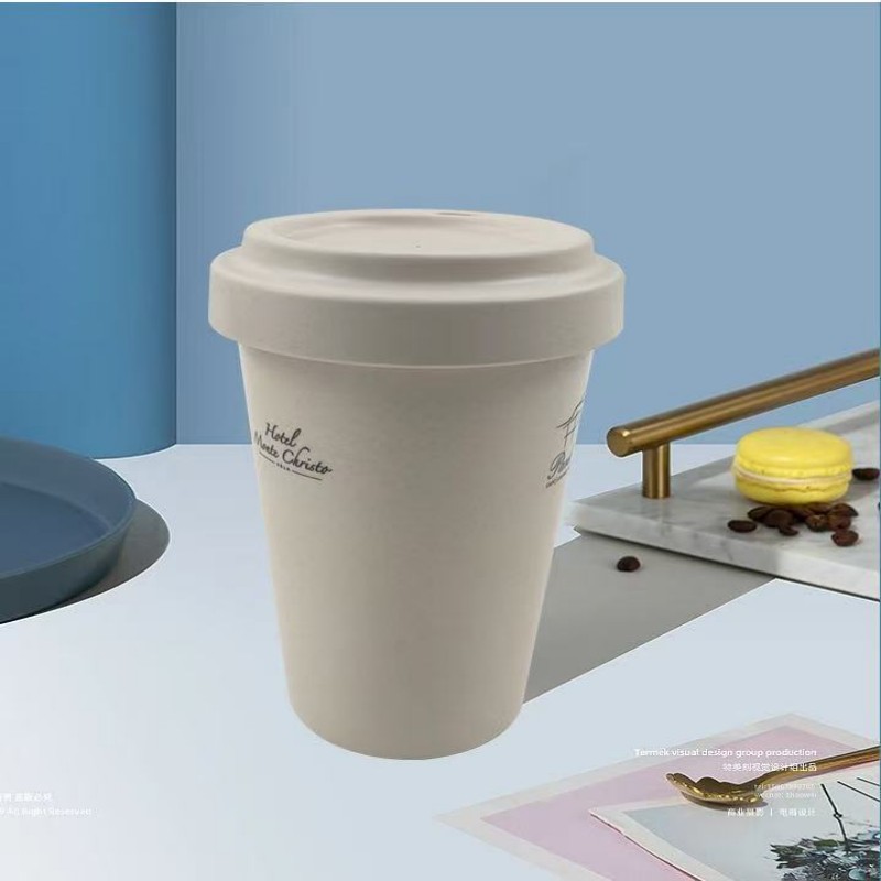 Tasse à café réutilisable en fibre de bambou avec couvercle en poudre de bambou