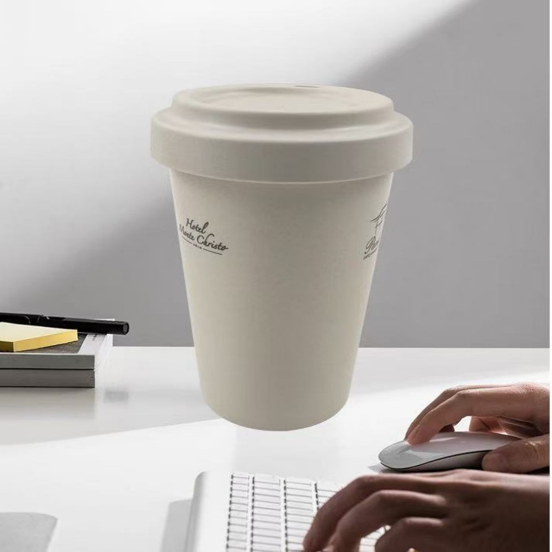 Tasse à café réutilisable en fibre de bambou avec couvercle en poudre de bambou Tasse à café réutilisable en fibre de bambou avec couvercle en poudre de bambou