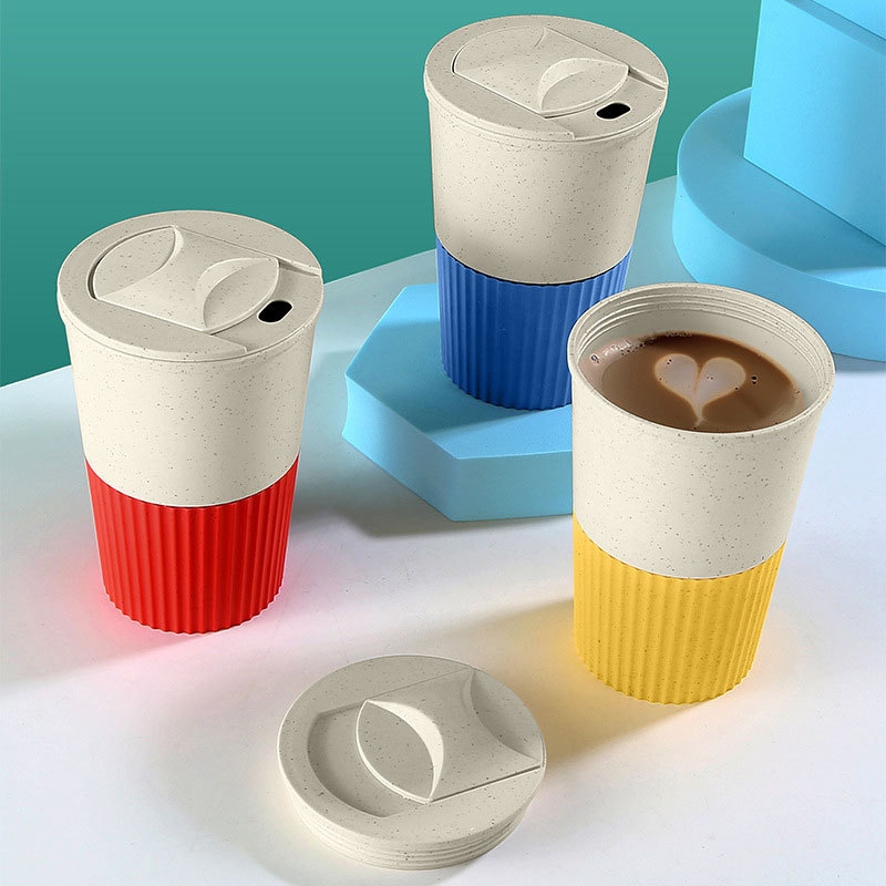 Tasse de voyage à café réutilisable en paille de blé