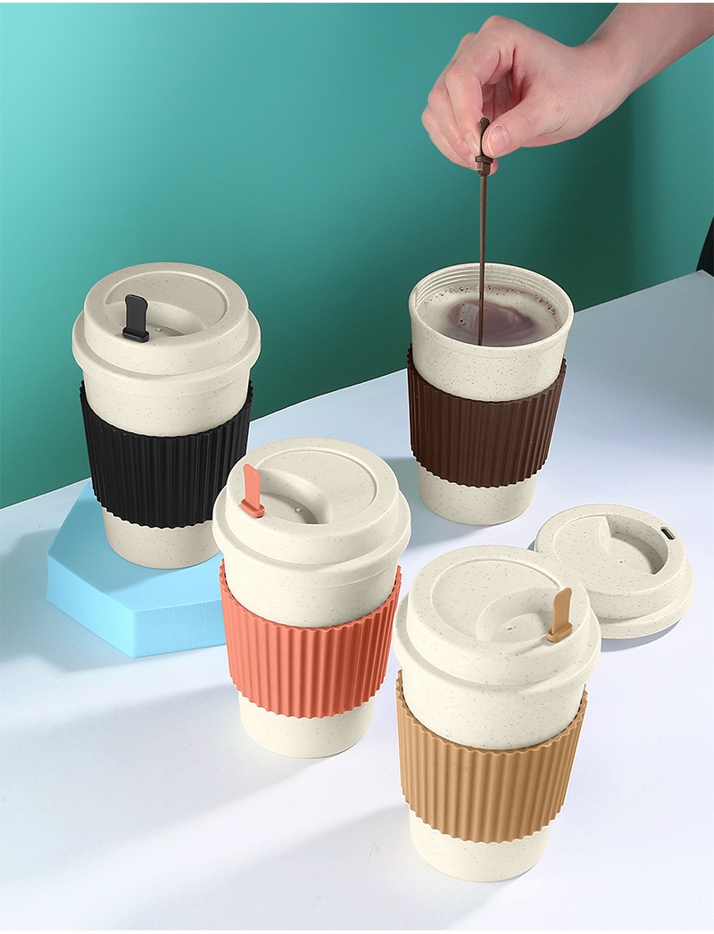 Tasse de voyage à café réutilisable en paille de blé