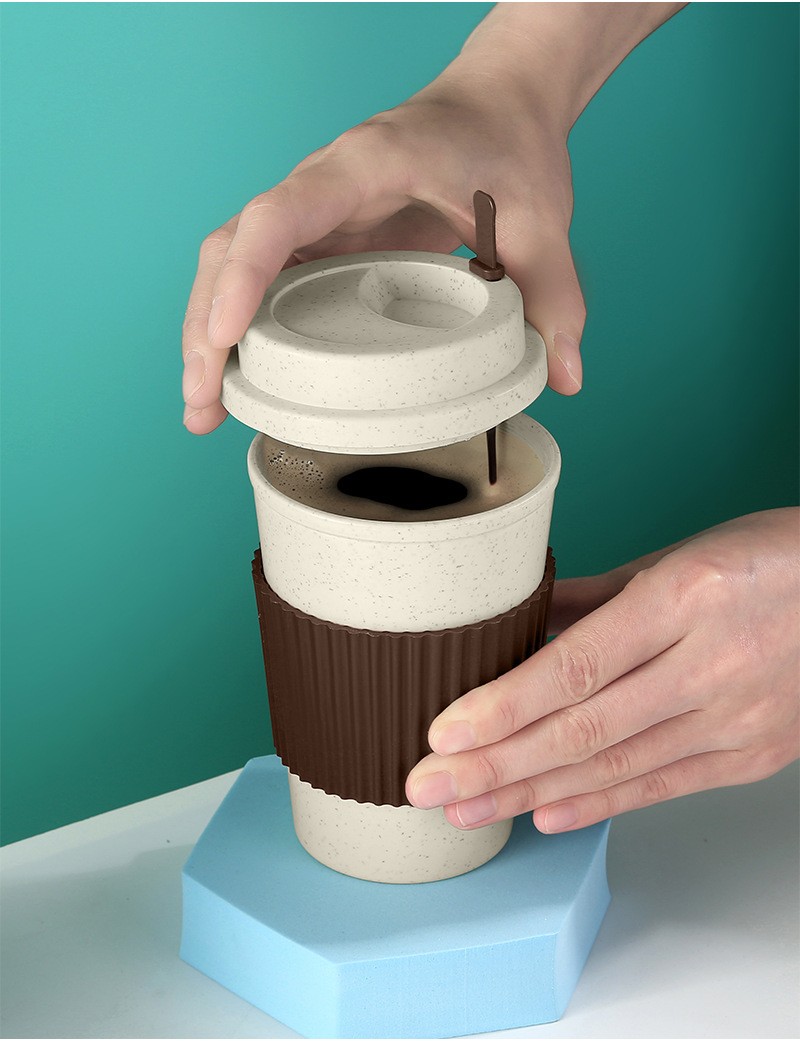 Tasse de voyage à café réutilisable en paille de blé Tasse de voyage à café réutilisable en paille de blé