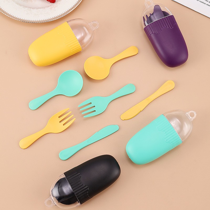 Ensemble de couverts portables pour enfants en PP avec étui de rangement