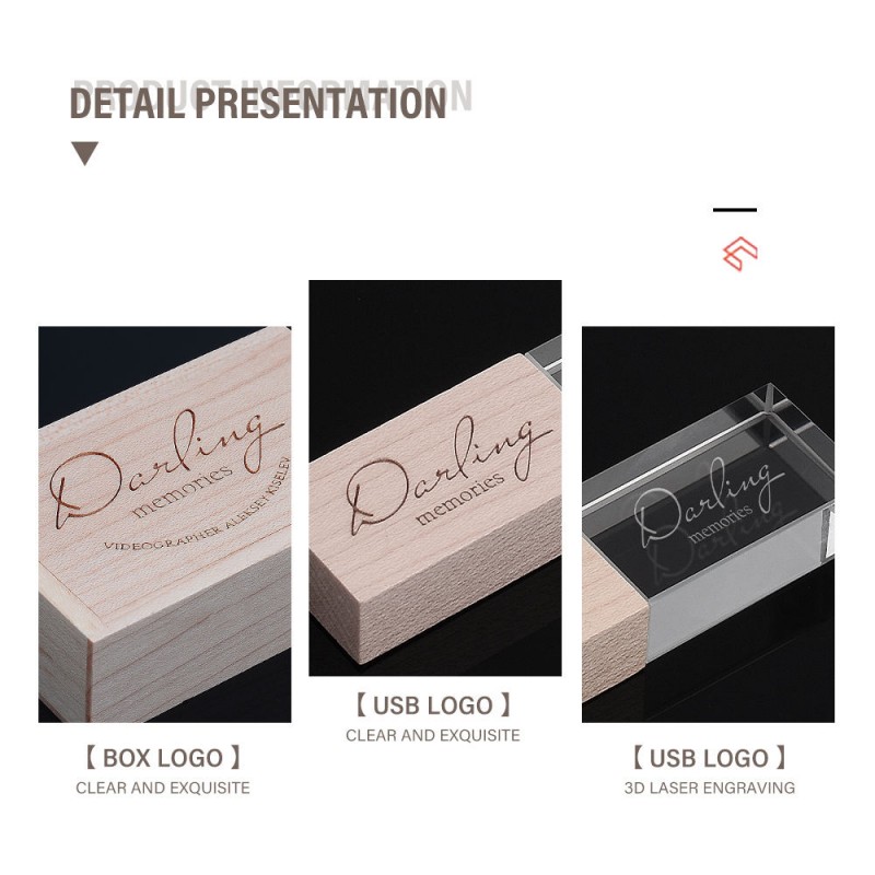 Clé USB en bois de cristal personnalisée