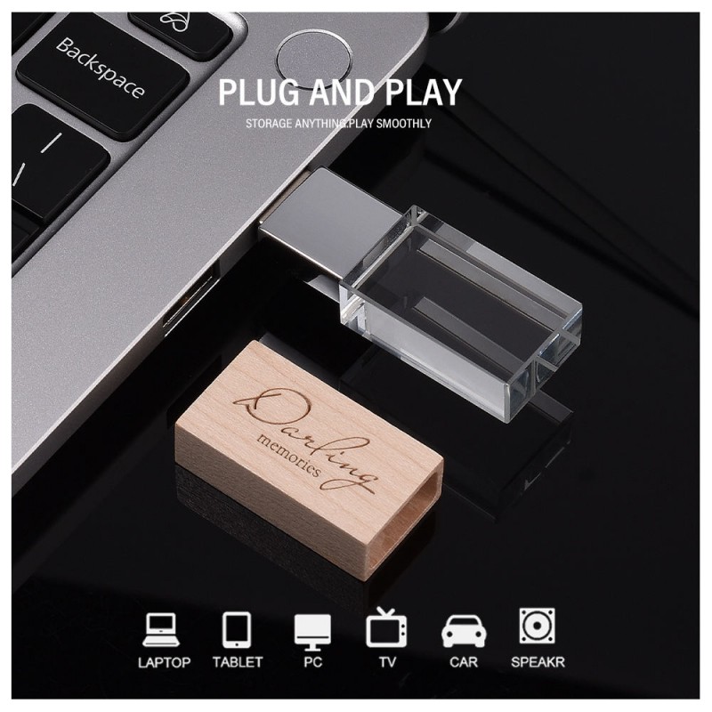 Clé USB en bois de cristal personnalisée Clé USB en bois de cristal personnalisée