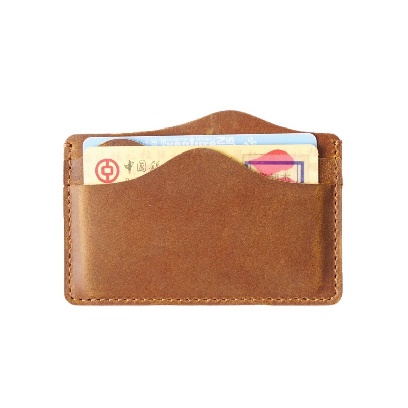 Porte-cartes Vintage Crazy Horse en cuir PU à 3 emplacements Wave