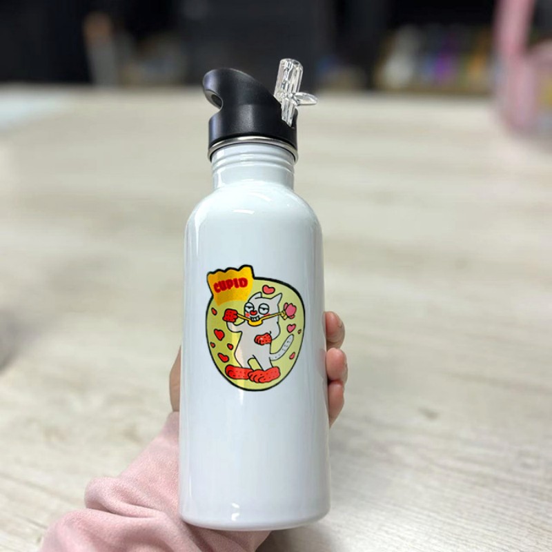 Bouteille d'eau de sport en acier inoxydable avec couvercle en paille Bouteille d'eau de sport en acier inoxydable avec couvercle en paille