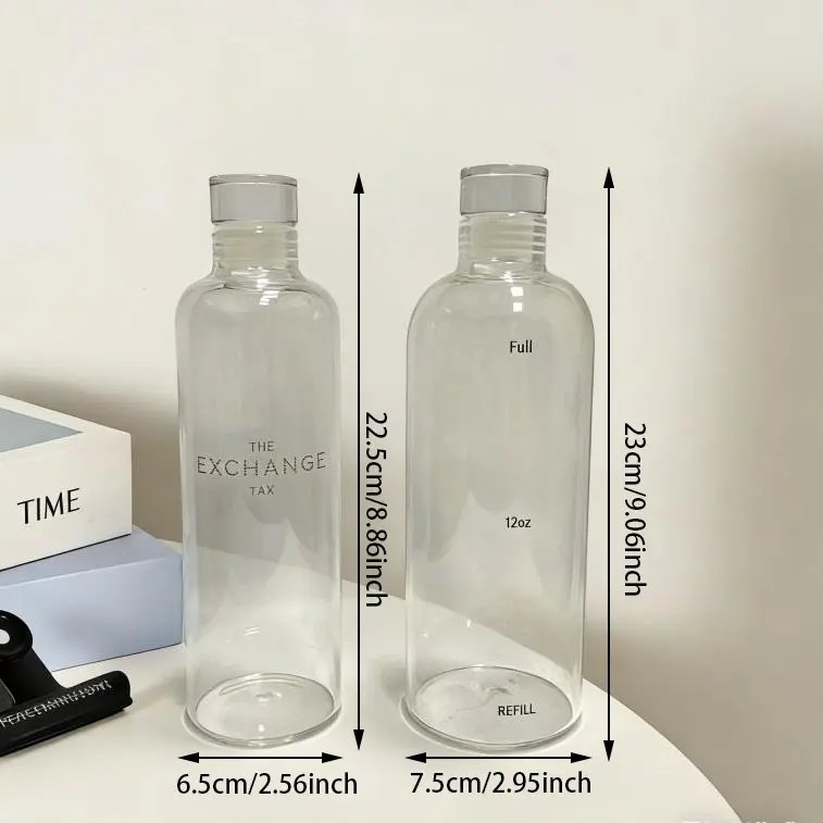 Bouteille de suivi d'hydratation quotidienne entièrement en verre