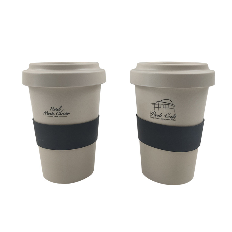 Tasse à café réutilisable en fibre de bambou avec couvercle en poudre de bambou Tasse à café réutilisable en fibre de bambou avec couvercle en poudre de bambou