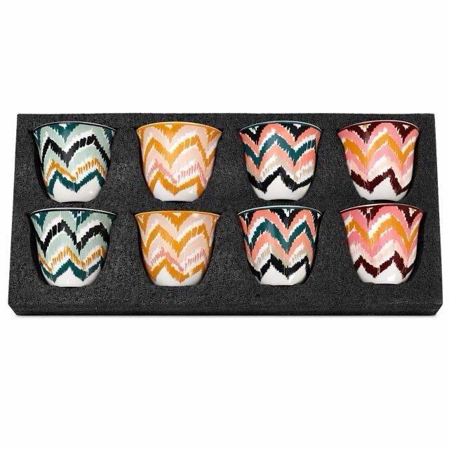 Ensemble-cadeau de tasse à thé en céramique Boho Wave 8 pièces pour thé expresso