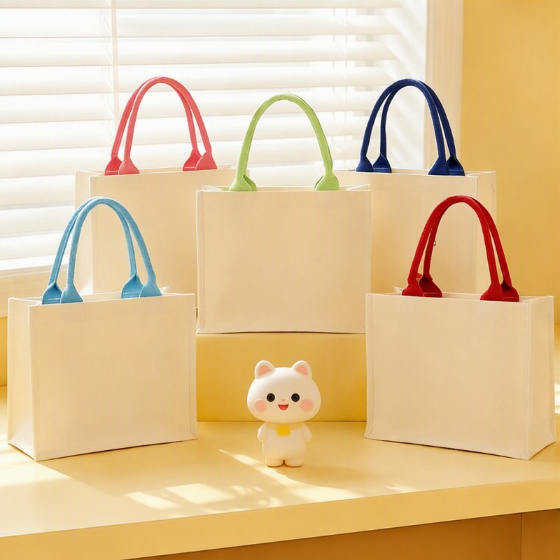 Sac fourre-tout cadeau personnalisé en toile à poignées contrastées
