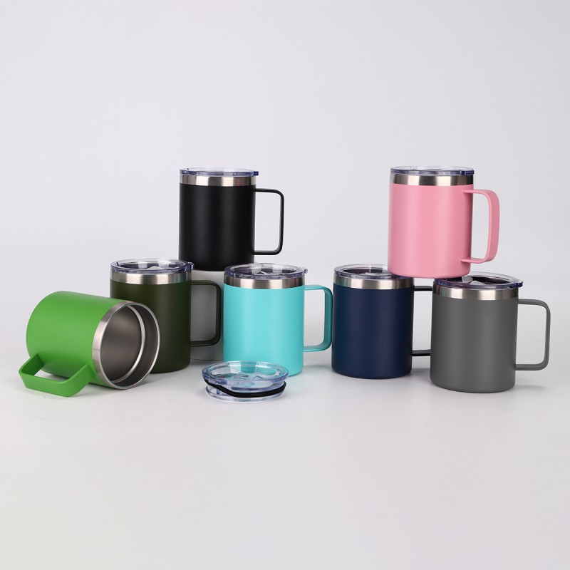 Tasse à poignée isolée en acier inoxydable avec logo personnalisé