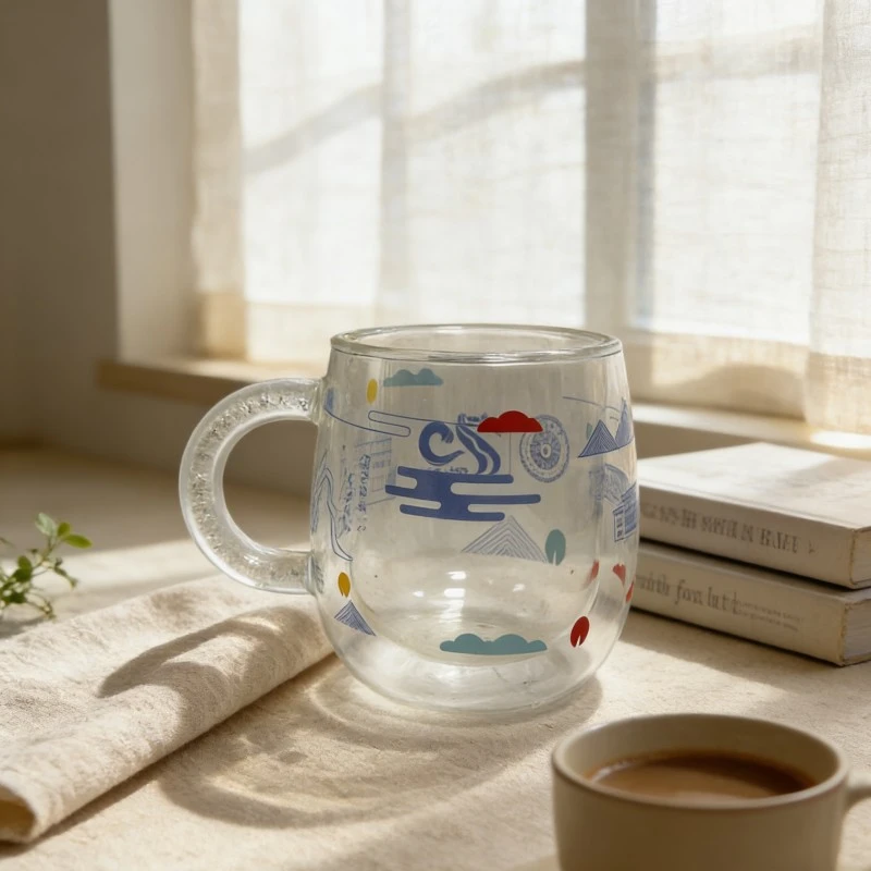 Custom Commemorative Double Wall Glass Mug