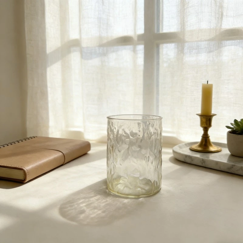 Hand Hammered Bark Texture Glass Tumblers