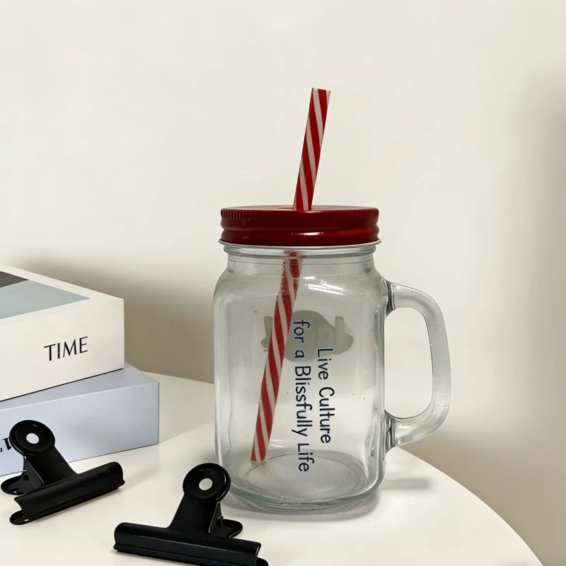 Custom Printed Glass Mason Jar With Handle