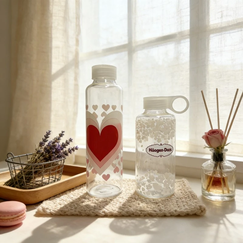 Heat Activated Cherry Blossom Glass Water Bottle