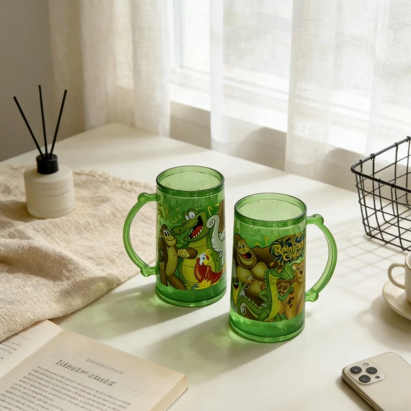 Rainforest Green Theme Double Layer Plastic Cup
