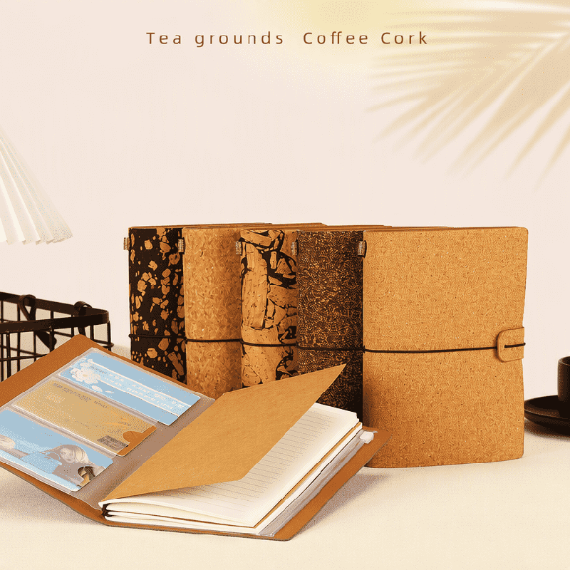 Carnet de voyageurs écologiques de café moulu de thé de liège