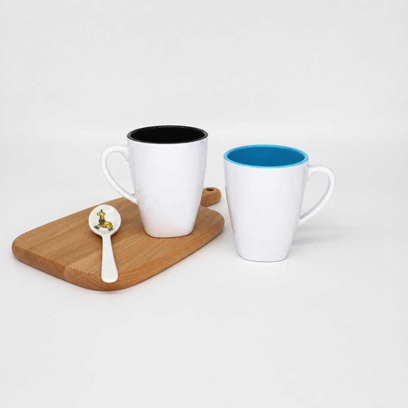 Tasse à café en céramique avec logo personnalisé bicolore Tasse à café en céramique avec logo personnalisé bicolore