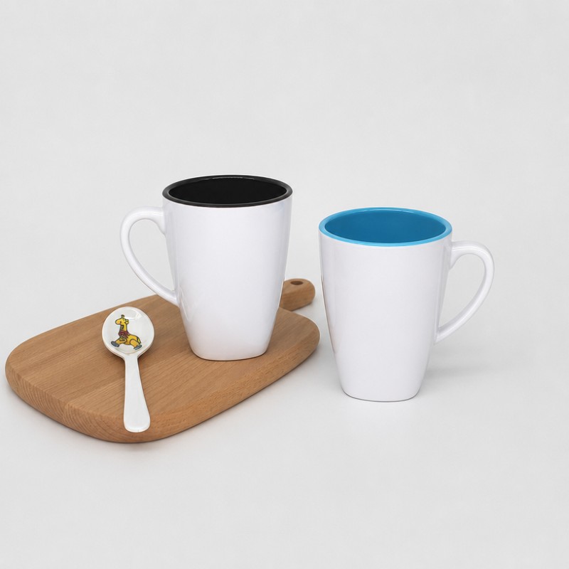 Tasse à café en céramique avec logo personnalisé bicolore