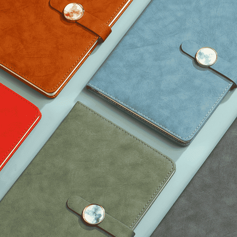 Carnet de notes à couverture rigide en cuir PU avec bouton en marbre
