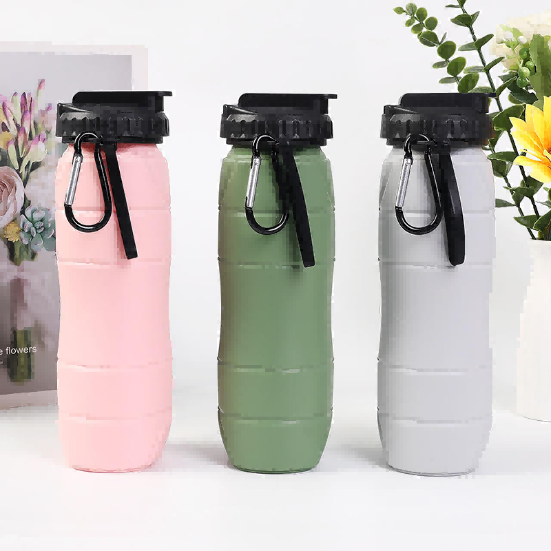 Bouteille d'eau de sport pliable portable en silicone