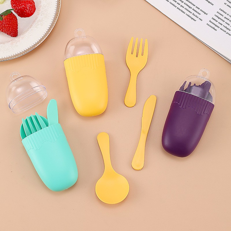 Ensemble de couverts portables pour enfants en PP avec étui de rangement