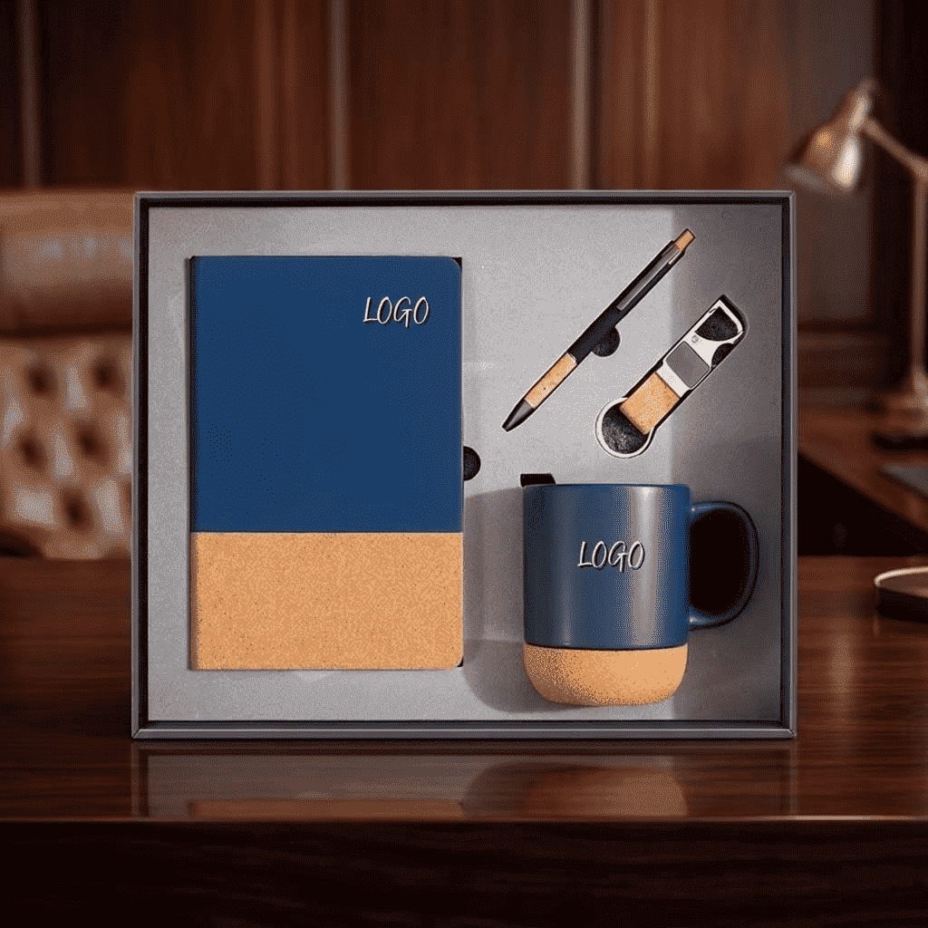Coffret cadeau d'entreprise avec accents de liège haut de gamme