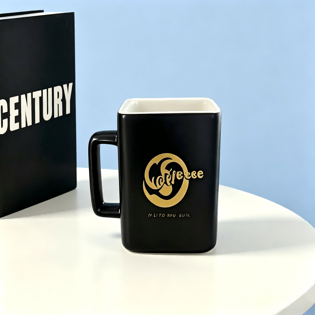 Tasse à café carrée en céramique feuille d'or