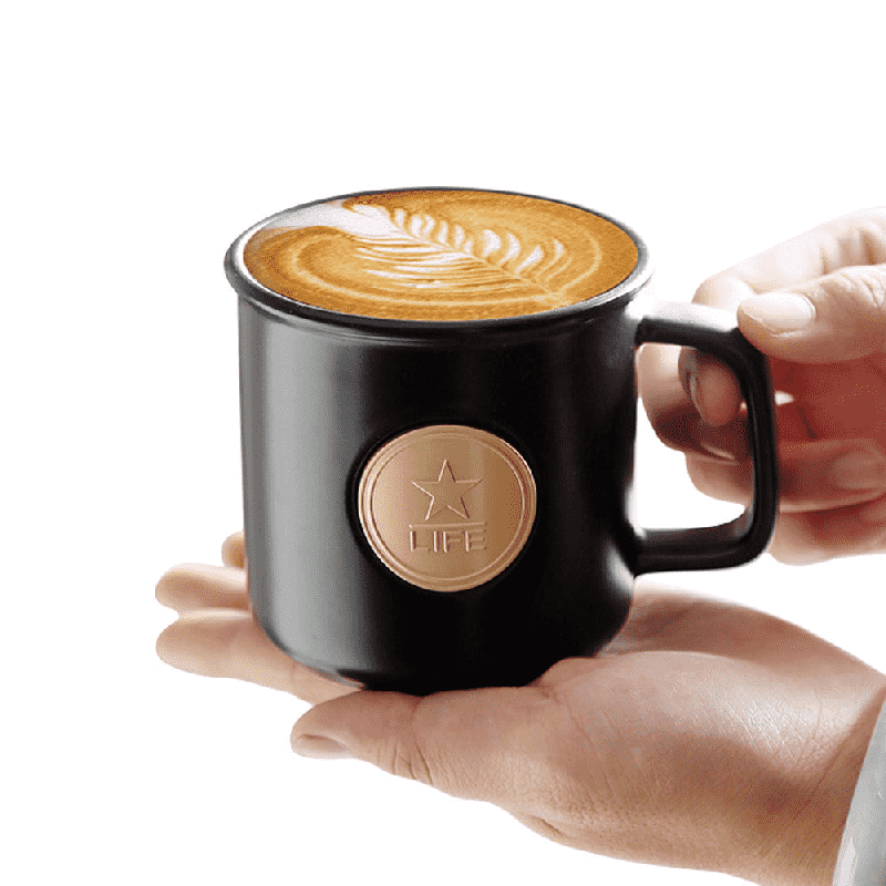 Tasse à café en céramique Star LIFE avec couvercle et cuillère