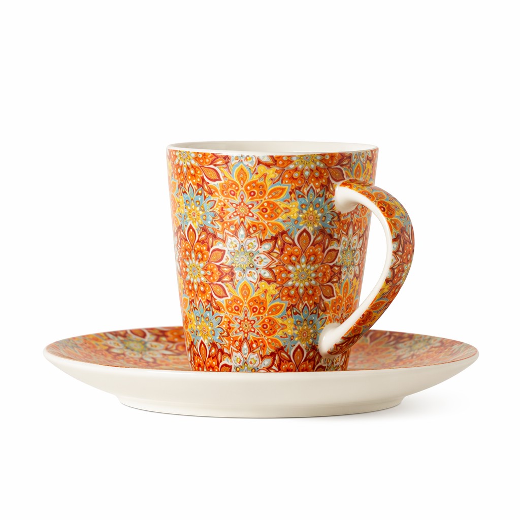 Tasse à café en céramique florale avec soucoupe